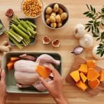Rosemary sprigs add flavor to roasted potatoes